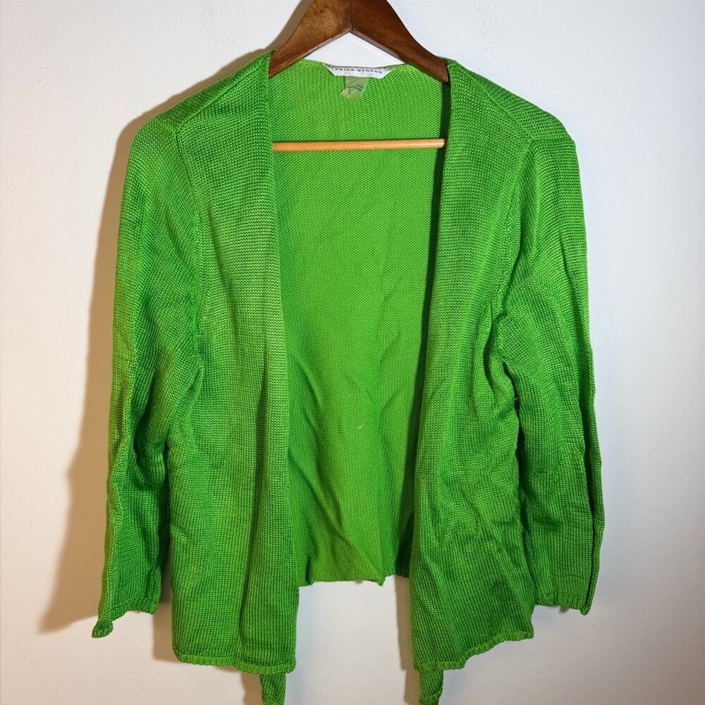 Peter Nygard Knit Green Open-Front Women's Sweater